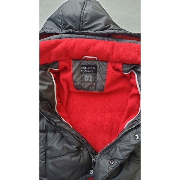 Calvin Klein Jeans Boy's Puffer Jacket Removable Hood Dark Grey Size (2_3) Years - Picture 8 of 9